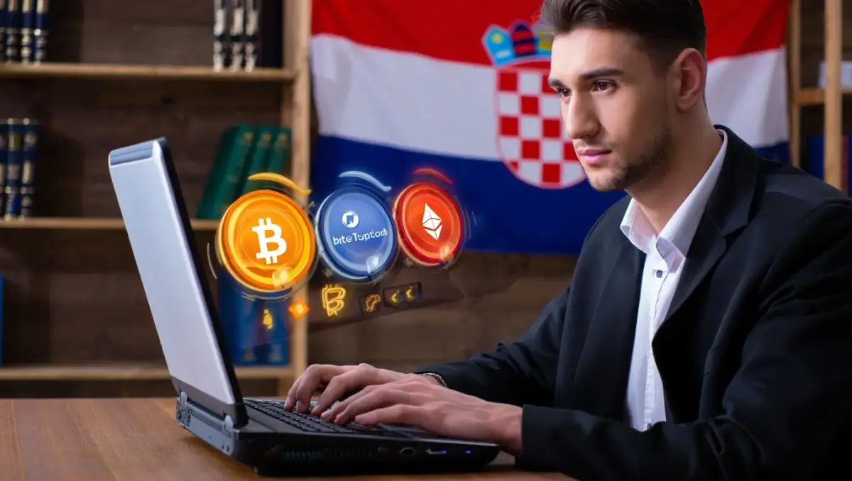 Osoba iz Hrvatske sjedi ispred prijenosnog računala i kupuje kriptovalute za korištenje u online casinu.