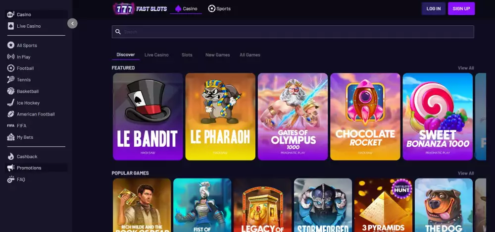 FastSlots registracija korak 1