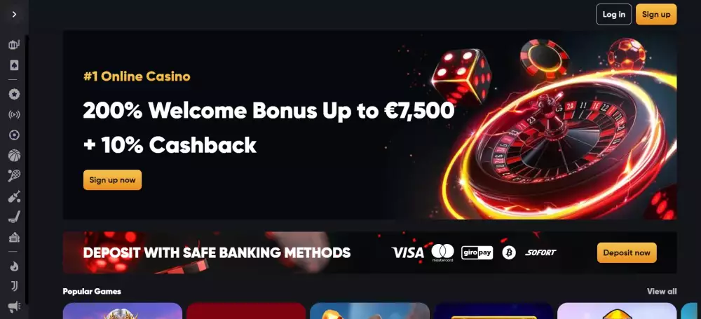 Instant casino registracija korak 1