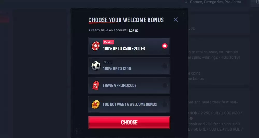 Mafia casino registracija korak 2
