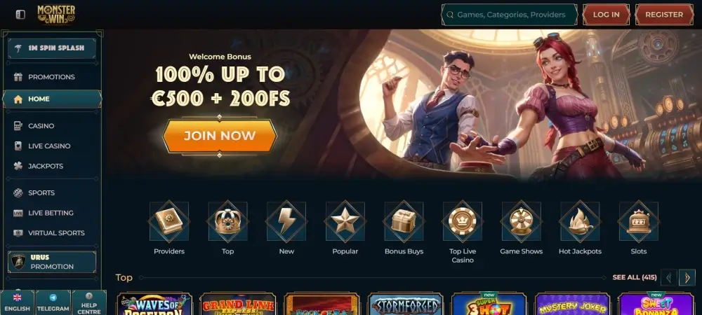 MonsterWin registracija korak 1