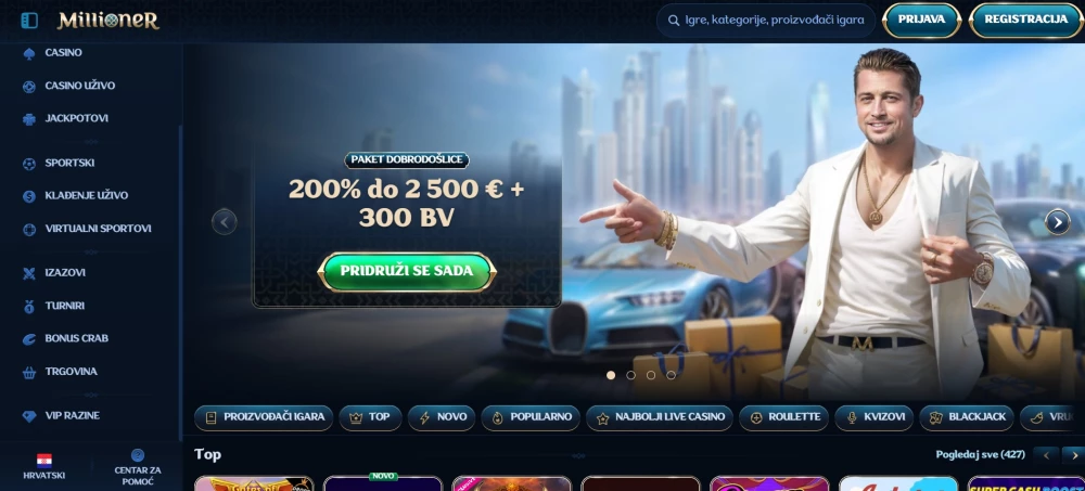 Millioner casino registracija korak 1