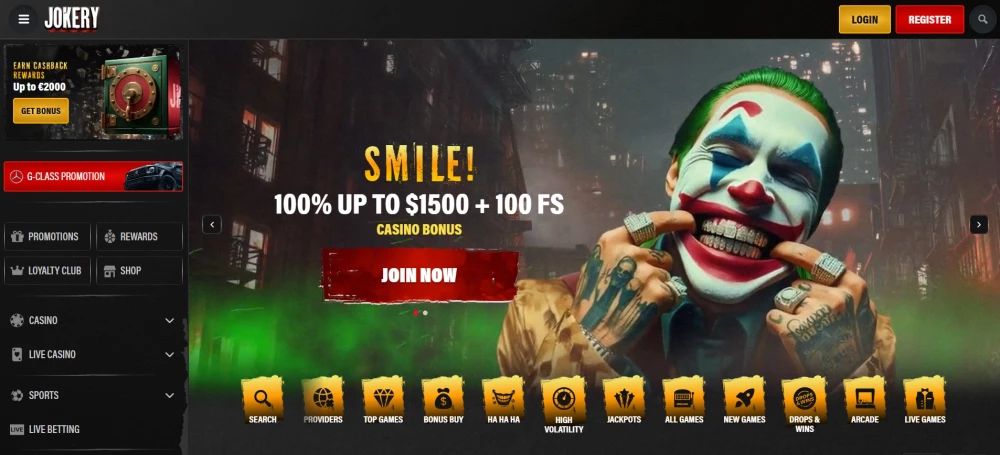 Jokery registracija korak 1