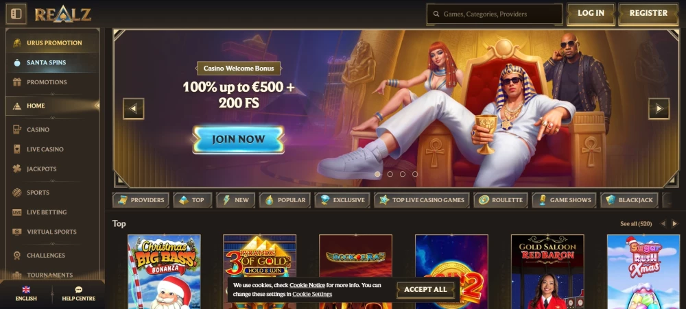 Realz casino registracija korak 1